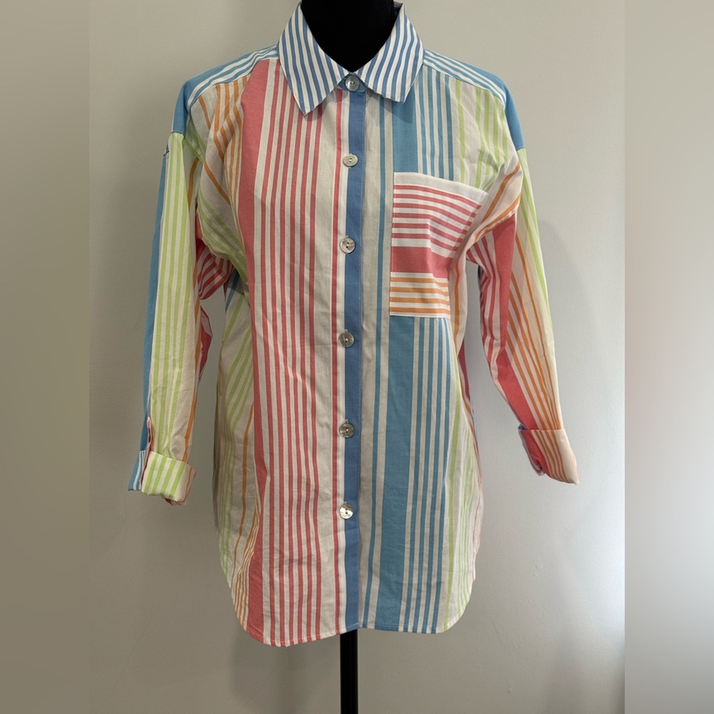 Ruby Rd PM Colorful Striped Button-Up Shirt 806